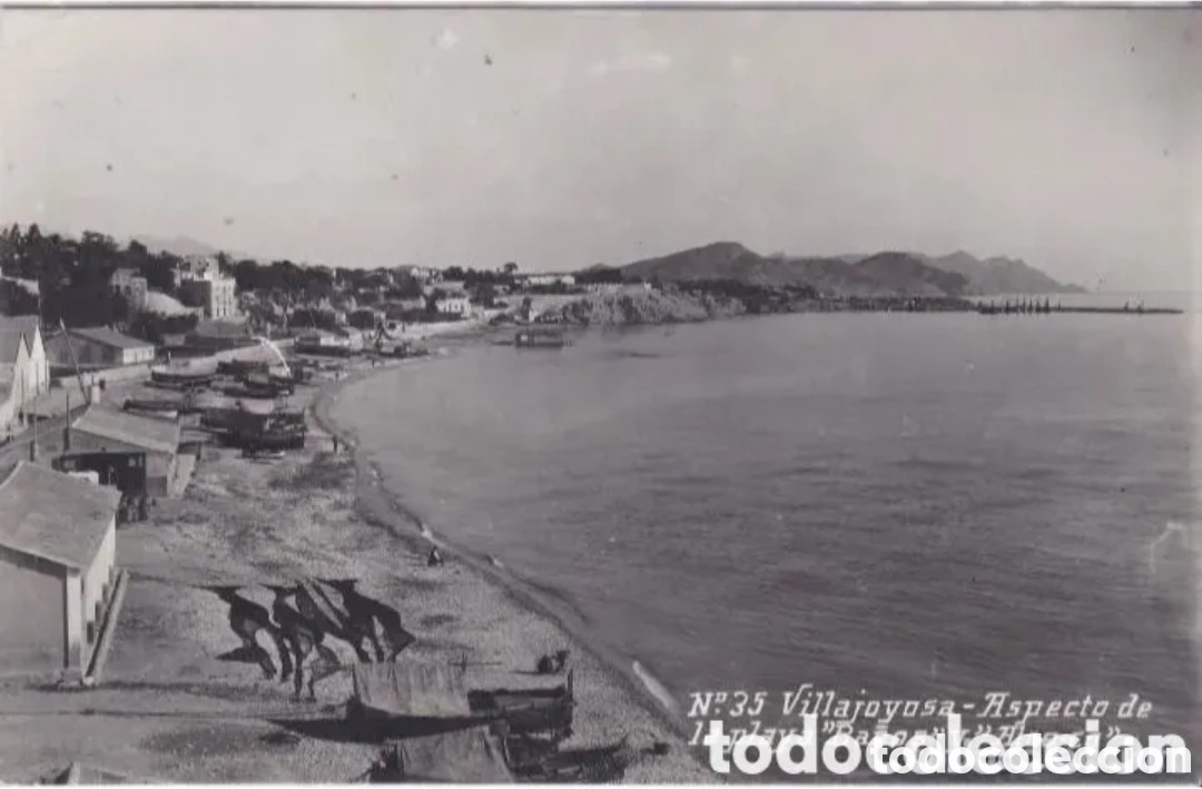 Postales: VILLAJOYOSA (ALICANTE) - ASPECTO DE LA PLAYA &rdquo;BA&Ntilde;OS&rdquo; Y &rdquo;ALCO-CO&rdquo;