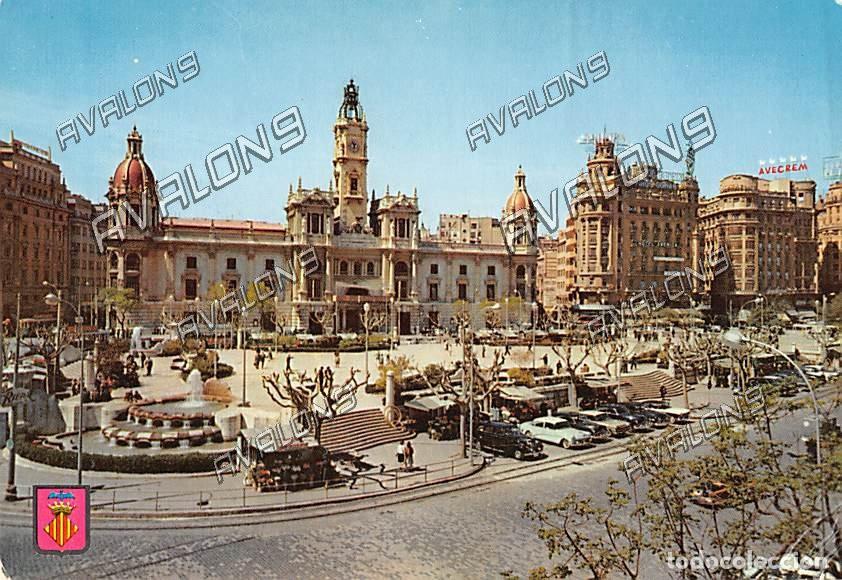 Postales: Ayuntamiento (Valencia) - Sin Circular - A&ntilde;os 60 - Con coches de la &eacute;poca