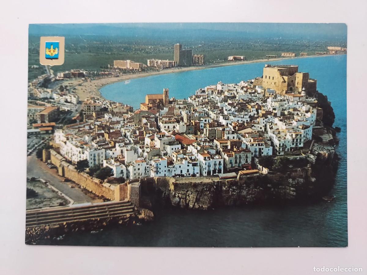 Postales: POSTAL PE&Ntilde;ISCOLA VISTA AEREA. 1975. SIN CIRCULAR. CASTELLON