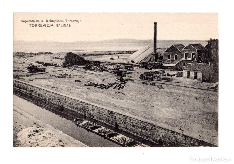 Postais: TORREVIEJA.(ALICANTE).- SALINAS. IMPRENTA DE A.REBAGLIATO.