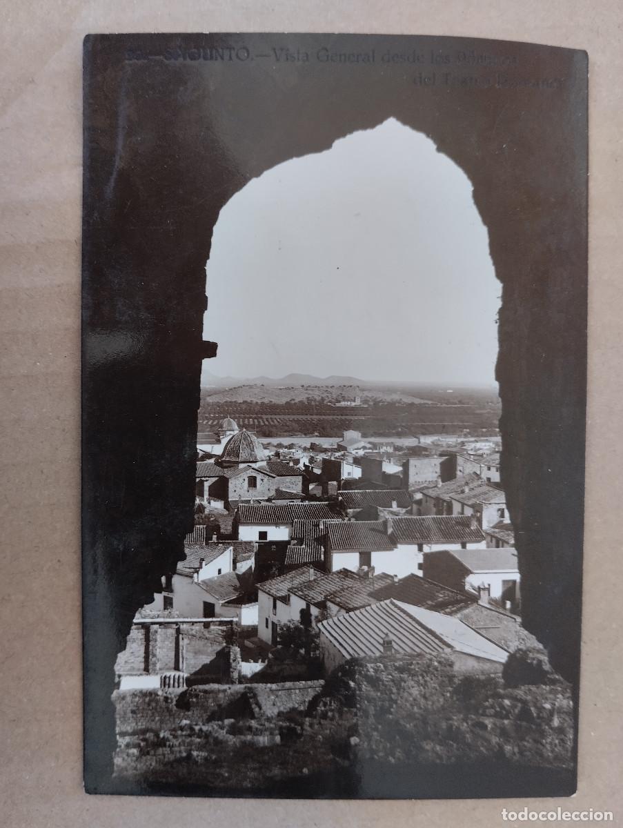 Cartoline: POSTAL FOTOGRAFICA SAGUNTO. VISTA GENERAL DESDE LOS PORTICOS DEL TEATRO ROMANO. ED. JOSE PELLICER.