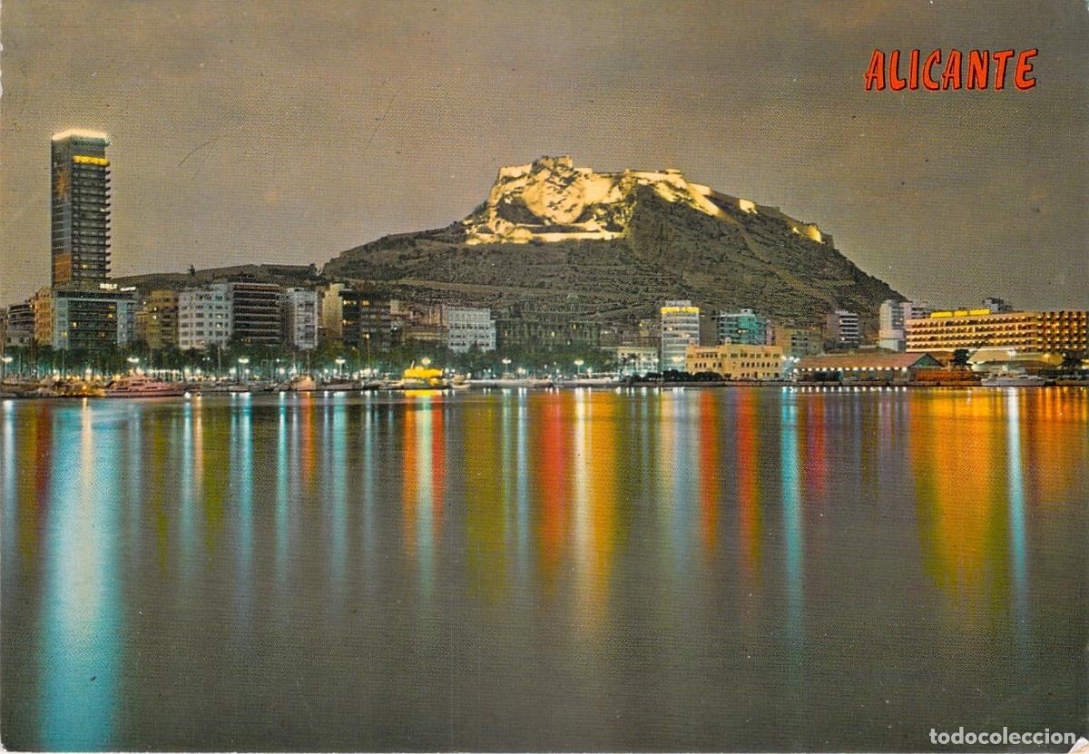 Postales: Postal de Alicante Vista Nocturna con el Castillo de Santa B&aacute;rbara