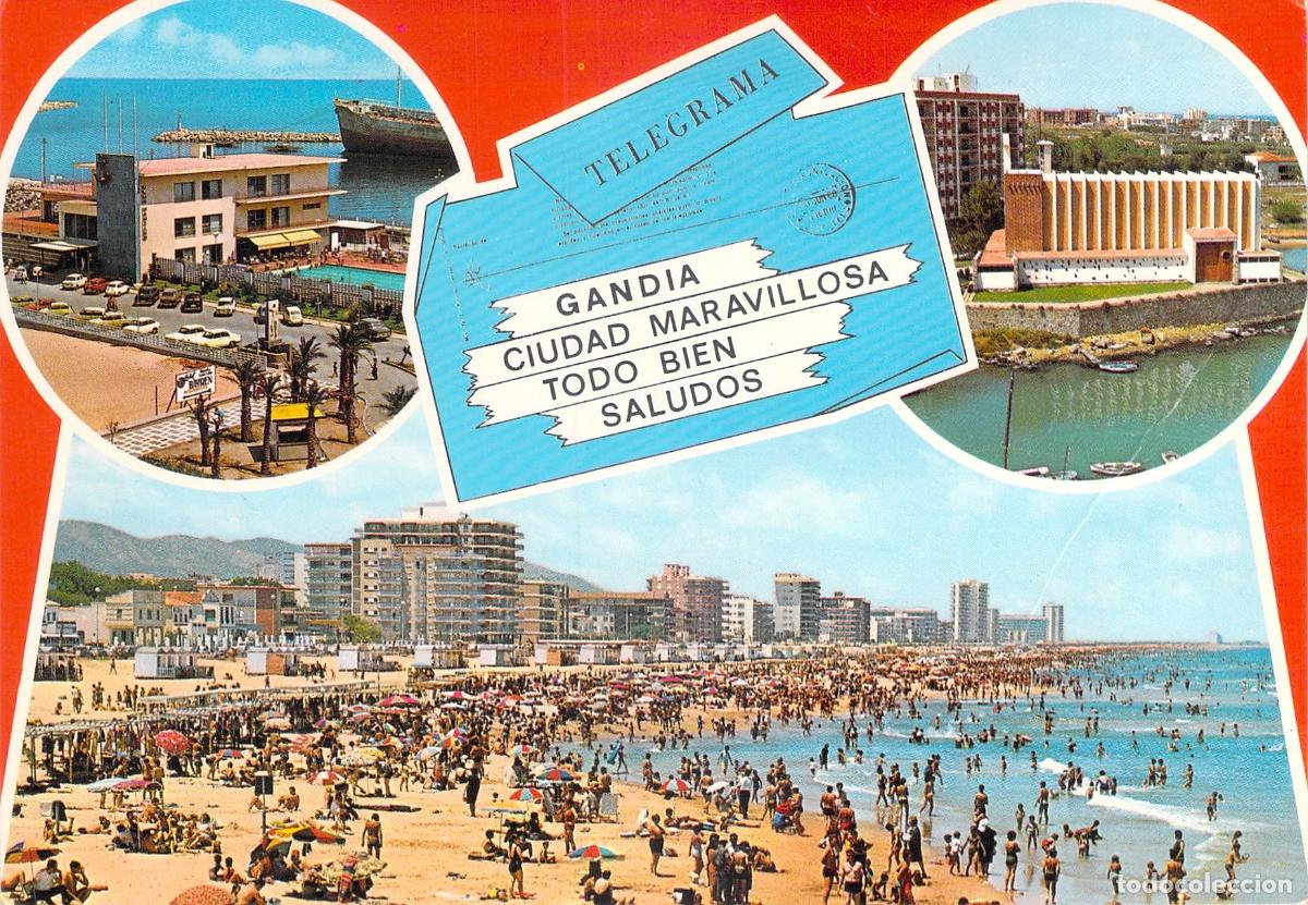 Postales: Postal de Gand&iacute;a Bellezas de la Ciudad con Vista de Playa