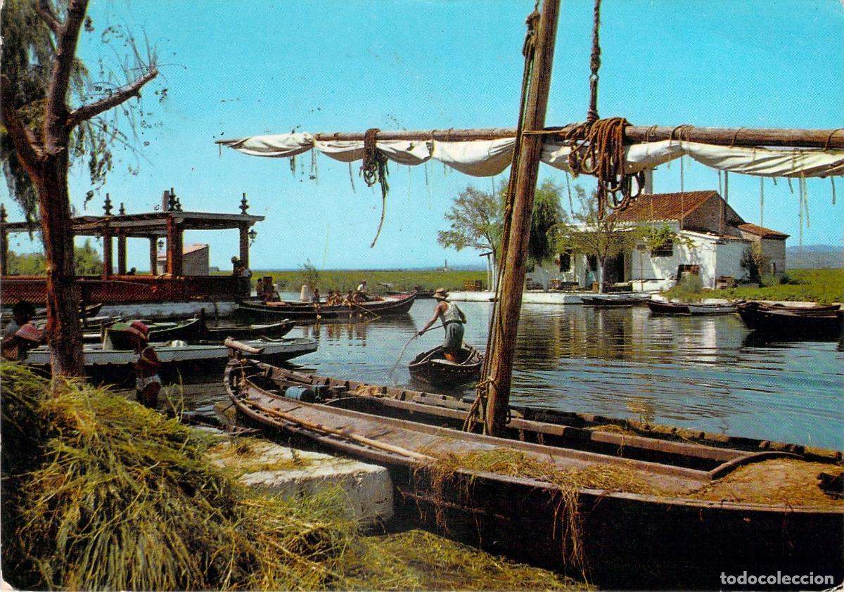 Postales: Postal de El Saler, Valencia: Paisaje con Barcas en la Albufera