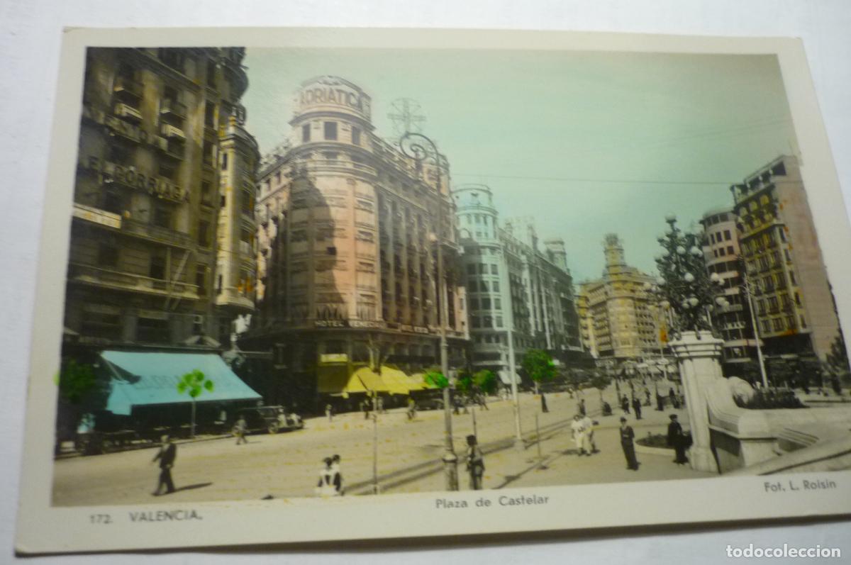 Postales: postal valencia pl castelar coloreada roisin