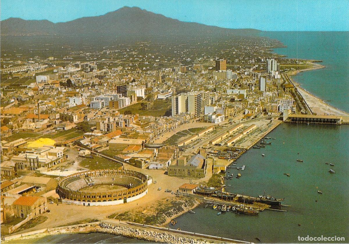 Postales: Postal de Vinaroz Castell&oacute;n Vista A&eacute;rea Plaza de Toros y Puerto