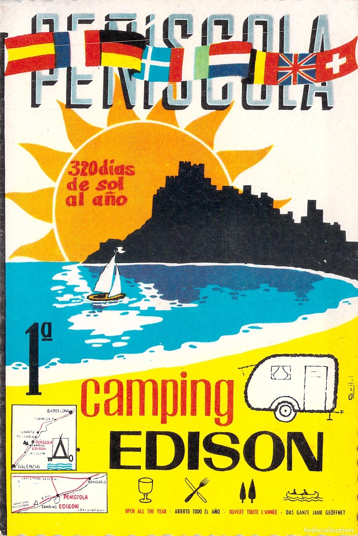 Postales: Postal publicitaria de Camping Edison en Pe&ntilde;&iacute;scola