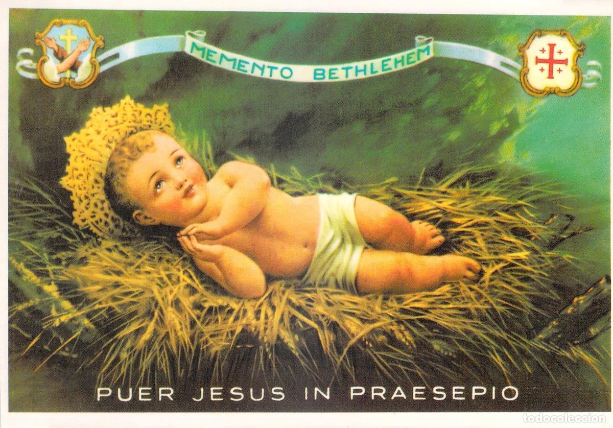 Postales: Postal con ilustraci&oacute;n del Ni&ntilde;o Jes&uacute;s en el pesebre
