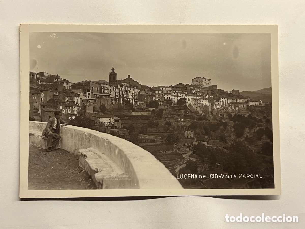 Postales: LUCENA DEL CID (Castell&oacute;n) Postal Vista Parcial.. Recuerdo Maniobras Militares (a.1934) Paterna