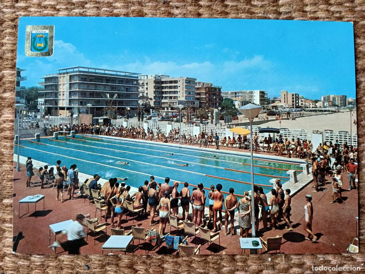 Postales: GANDIA - VALENCIA - PISCINA CLUB NAUTICO - SUBIRATS CASANOVAS - ESCUDO DE ORO