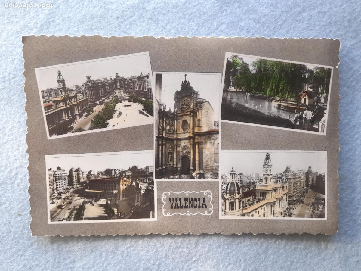 Postcards: Valencia. 5 Vistas. Franqueada en 1955.