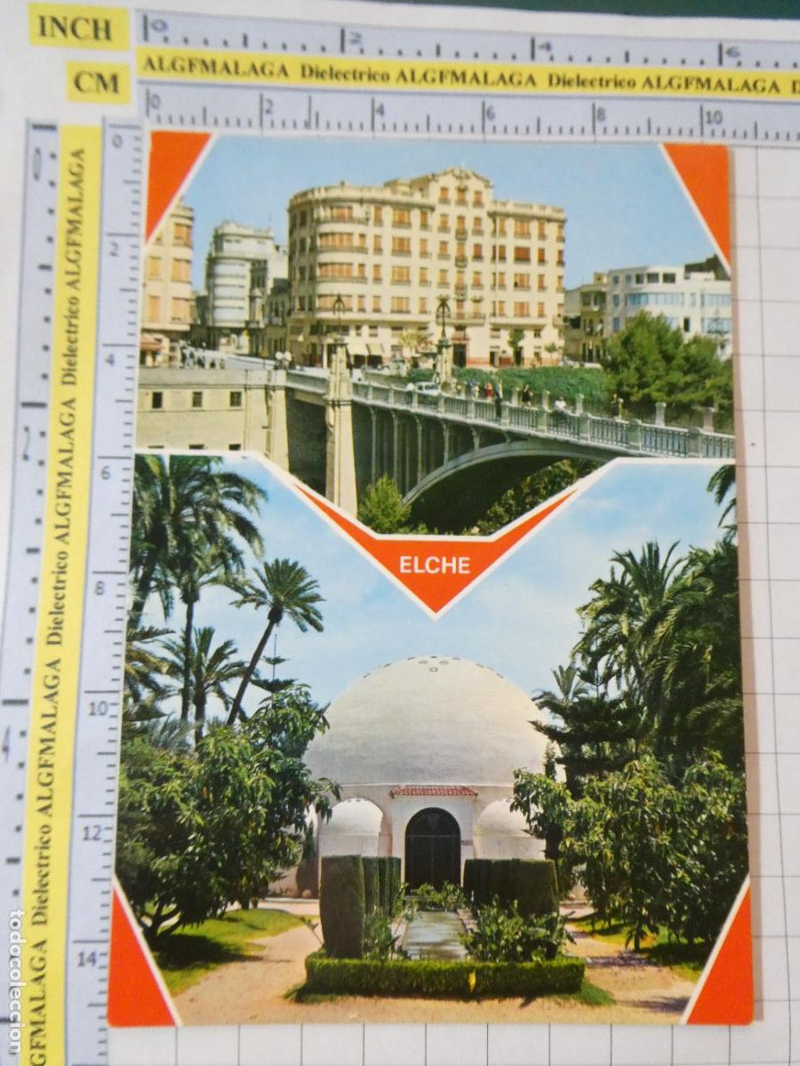 Postales: POSTAL DE ALICANTE. A&Ntilde;O 1964 ELCHE PUENTE NUEVO DE CANALEJAS Y PARQUE 38 GARRABELLA. 3048