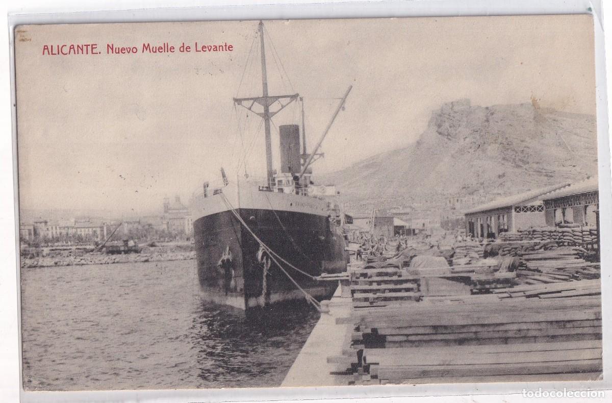 Postais: Alicante Nuevo Muelle de Levante. 2224 Fototipia Thomas Circulada.