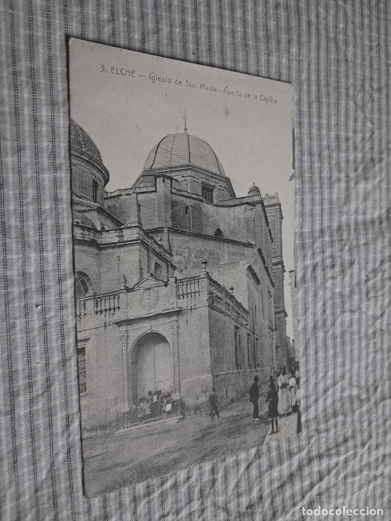Postais: Postal antigua Elche. Iglesia de Sta. Mar&iacute;a. Puerta de la Capilla