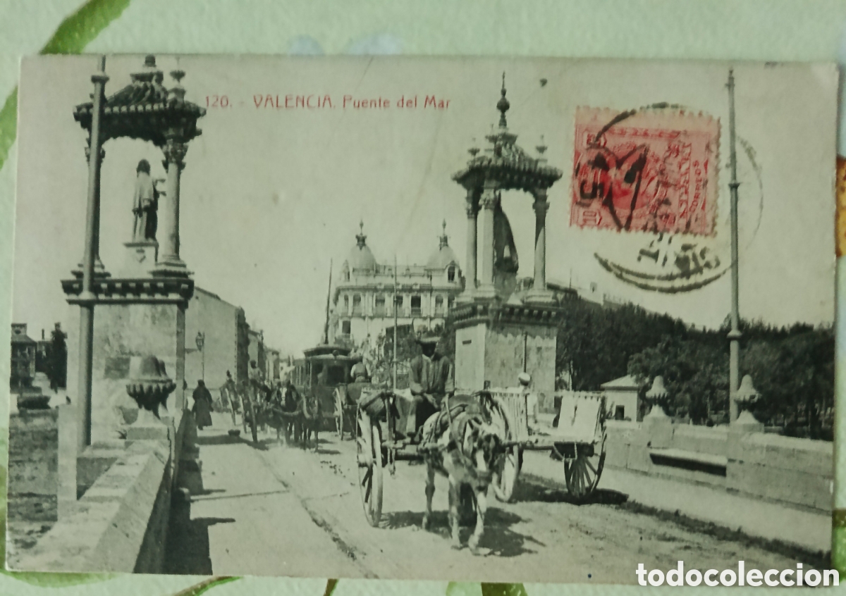 Postcards: Valencia, puente del mar postal 9 X 13 ctms. A&ntilde;o 1914.