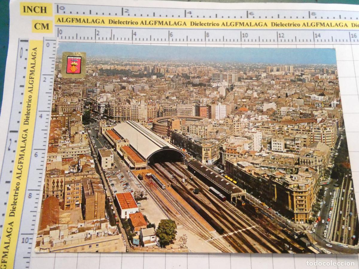 Postcards: POSTAL DE VALENCIA. A&Ntilde;O 1970. VISTA AEREA ESTACI&Oacute;N FERROCARRILES. 1225 ESCUDO ORO. 2618