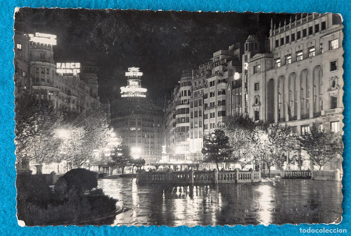 Postales: RW POSTAL VALENCIA ASPECTO NOCTURNO DE LA PLAZA DEL CAUDILLO P1873