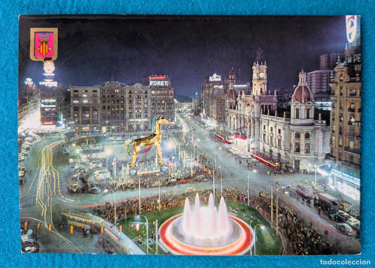 Postales: RW POSTAL VALENCIA PLAZA DEL CAUDILLO EN DIA DE FALLAS VISTA NOCTURNA FALLA P1881