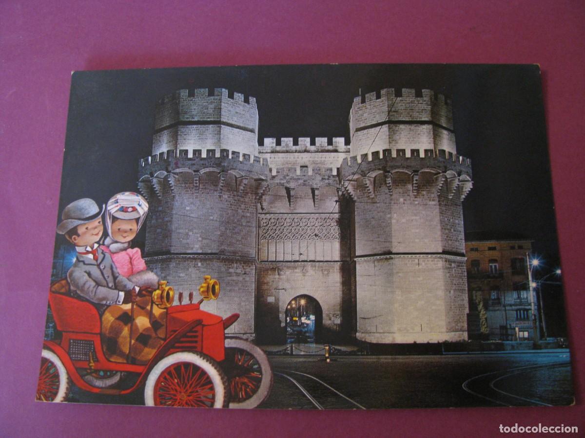 Postales: POSTAL DE VALENCIA. TORRES DE SERRANOS. ILUMINADAS. GARCIA GARRABELLA. CON DIBUJO. ESCRITA