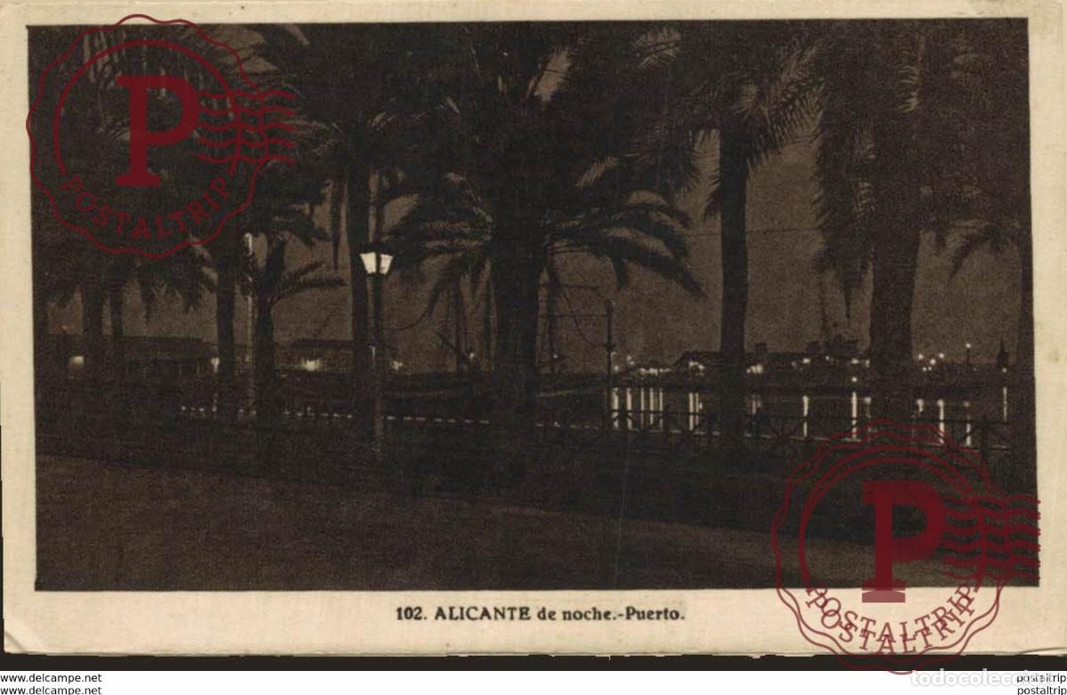 Postales: ALICANTE DE NOCHE. PUERTO