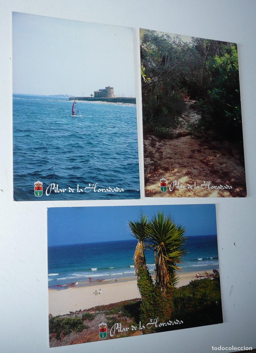 Postales: Lote de 3 postales Pilar de la Horadada. Playa de los Jesu&iacute;tas, Torre la Horadada, Ruta senderismo