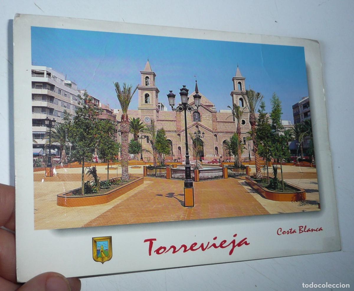 Postales: Postal Costa Blanca Torrevieja. Plaza Constituci&oacute;n Iglesia Parroquial. Circulada en 1996.