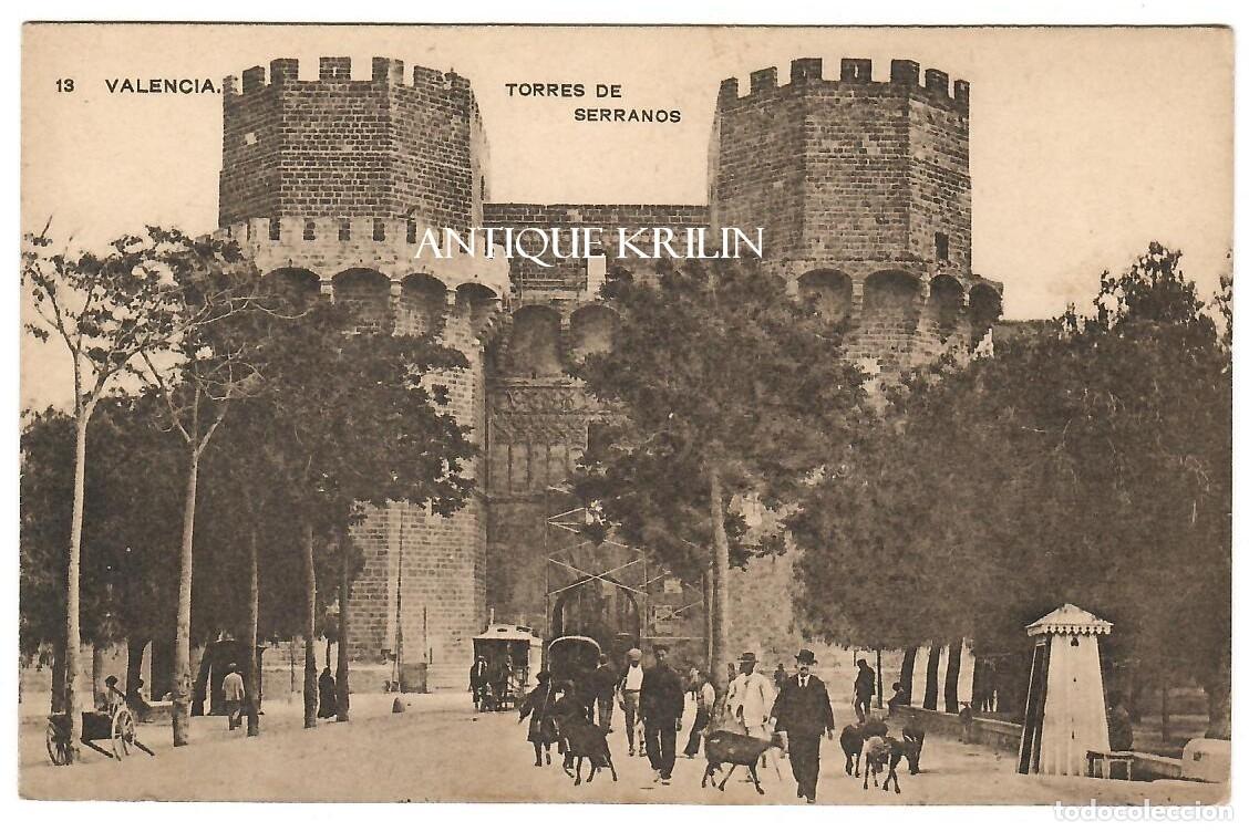 Postales: VALENCIA N&ordm; 13 TORRES DE SERRANO / SAMSOT Y MISS&Eacute; / SIN FRANQUEAR / PUBLICIDAD DORSO