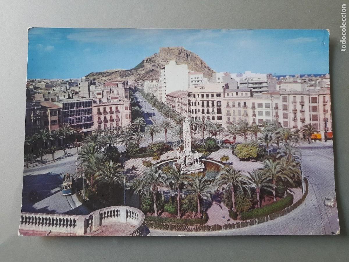 Postales: Postal alicante -54- plaza de los luceros y avda alfonso el sabio, juquemo escrita 1962