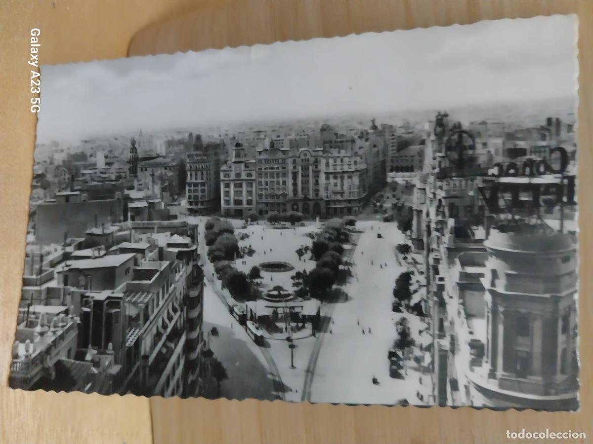 Postales: VALENCIA PLAZA CAUDILLO ED JDP 141 CIRCULADA A&Ntilde;O 1950 ANIMADA PUBLICIDAD AZOTEAS BAYER