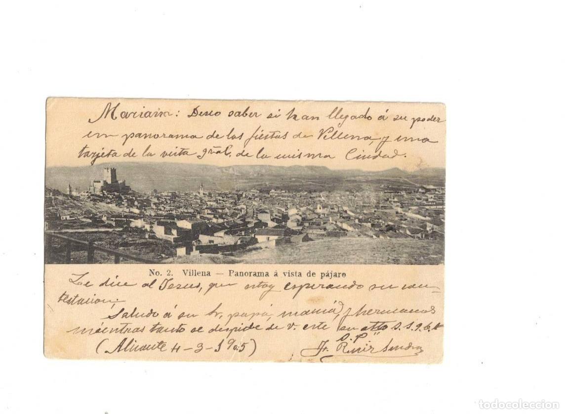 Postales: VILLENA. PANORAMA A VISTA DE P&Aacute;JARO. AMOR&Oacute;S