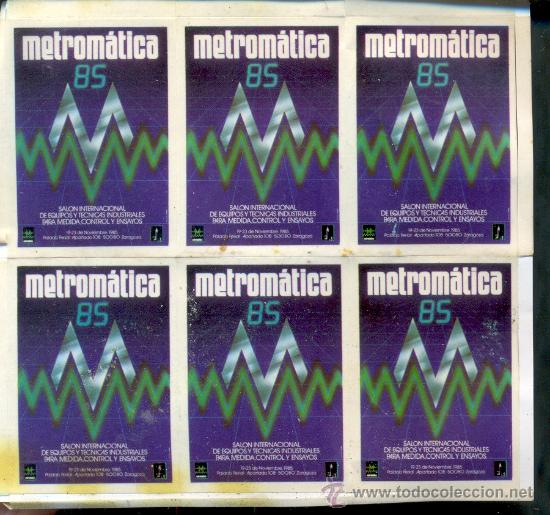 Postales: Sellos pegatinas Metrom&aacute;tica 85. 1985. Bloque de 6 sellos.