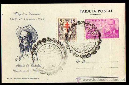 Postales: Miguel de Cervantes. Centenario 1947 - Foto 1