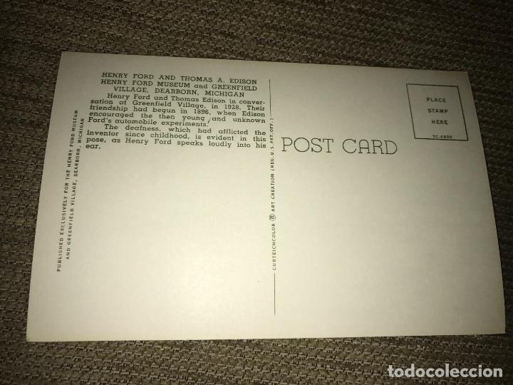 Postales: ANTIGUA POSTAL HENRY FORD Y THOMAS A EDISON - Foto 2