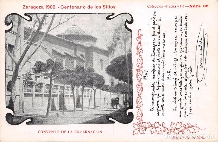 Postales: ZARAGOZA 1908.- CENTENARIO DE LOS SITIOS- CONVENTO DE LA ENCARNACION - Foto 1
