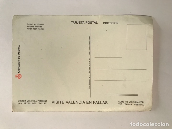 Postales: FALLAS DE VALENCIA. Postal Turismo (a.1993) - Foto 2