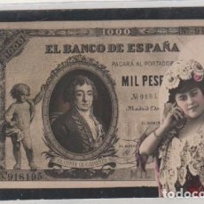 Postales: POSTAL CON IMAGEN DE BILLETE. EL BANCO DE ESPAÑA. MIL PESETAS. ESCRITA. SIN CIRCULAR
