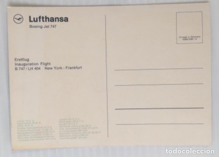 Postales: POSTAL BOEING JET 747. LUFTHANSA. - Foto 2