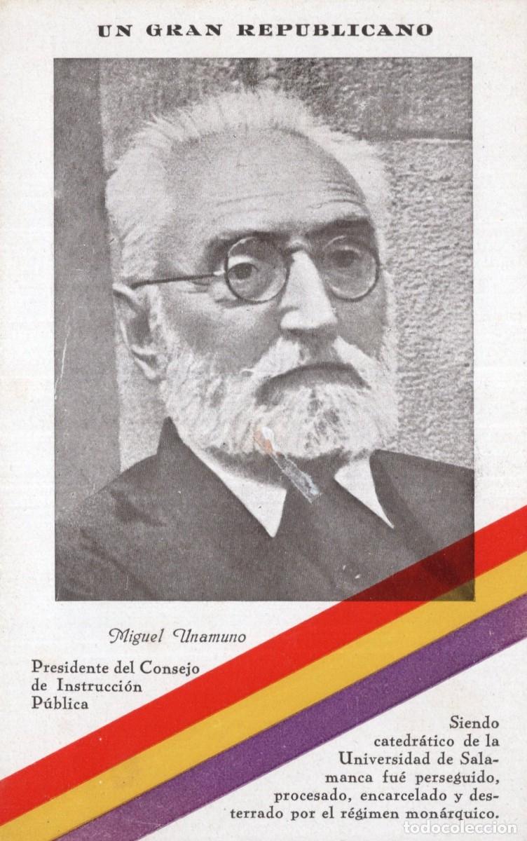 Postales: UNAMUNO. UN GRAN REPUBLICANO - Foto 1