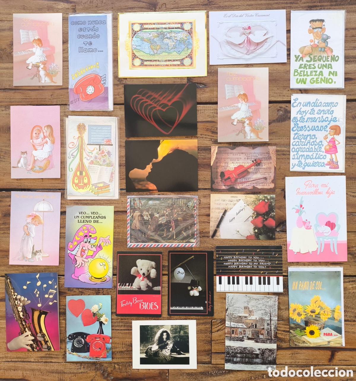 Postcards: Lote 25 tarjetas postales d&iacute;pticos ilustradas fotogr&aacute;ficas varios mensajes felicitaci&oacute;n Felicidades