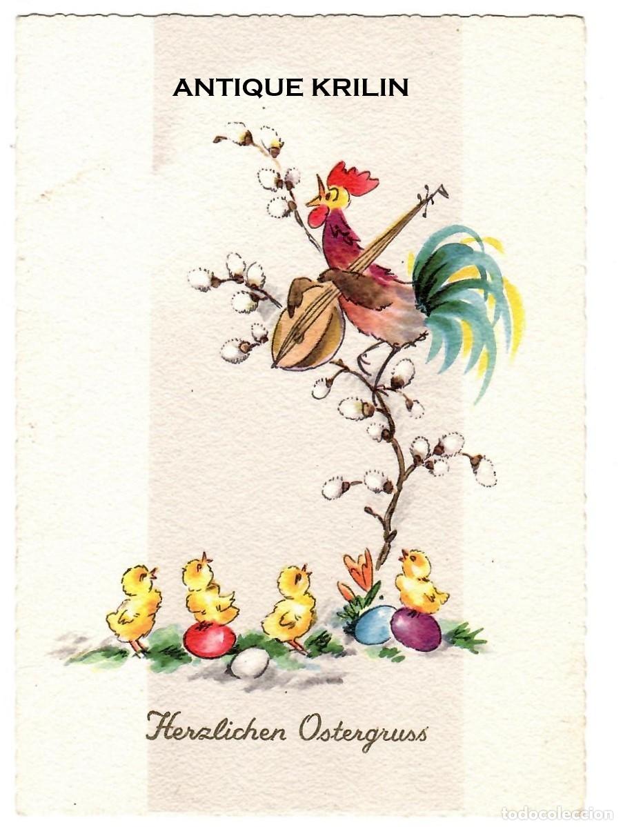 Postais: POSTAL ALEMANA / FELIZ PASCUA / HACO AQUARELL N&ordm; 8077 / SIN FRANQUEAR