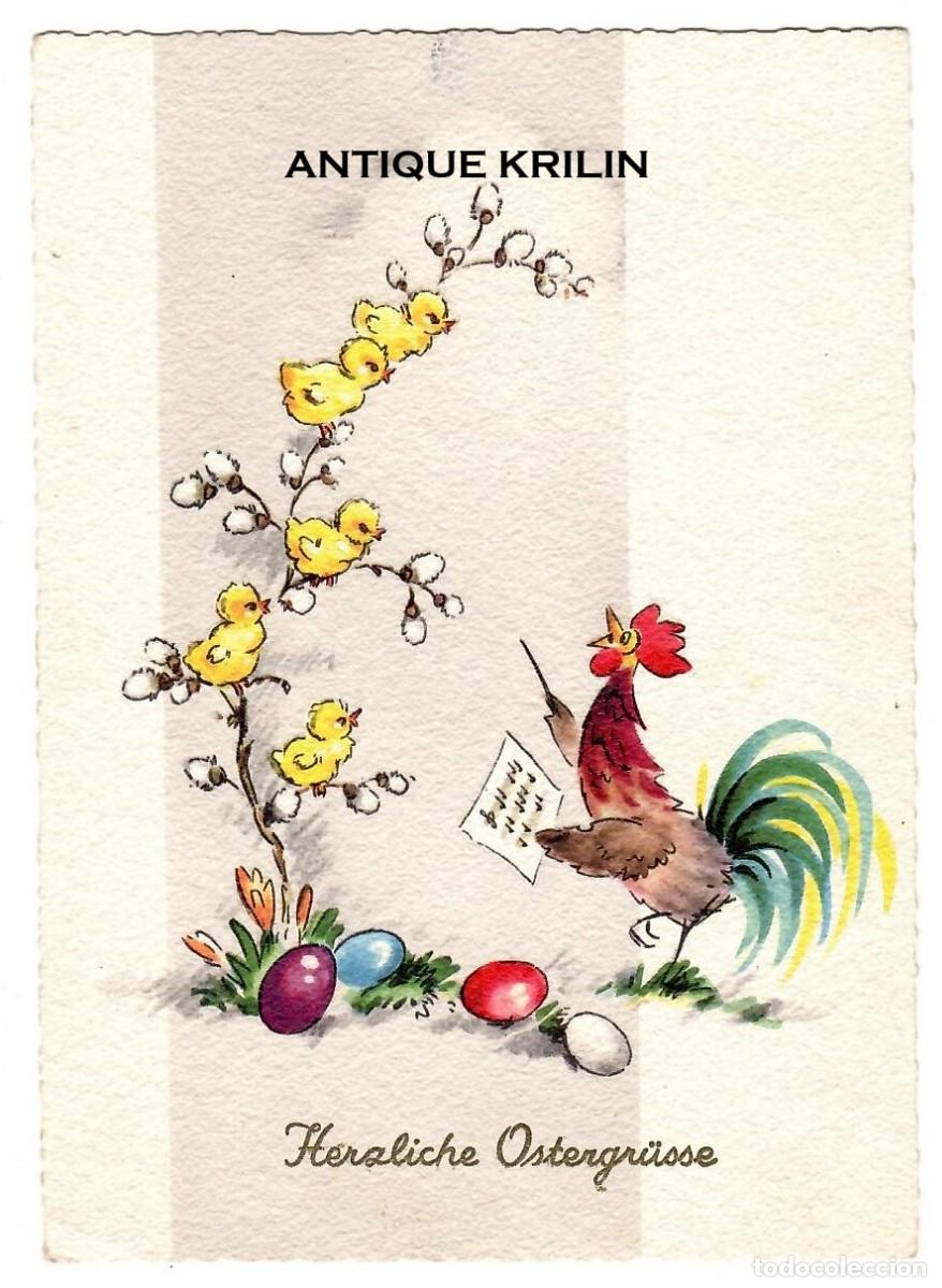 Postais: POSTAL ALEMANA / FELIZ PASCUA / HACO AQUARELL N&ordm; 8077 / SIN FRANQUEAR