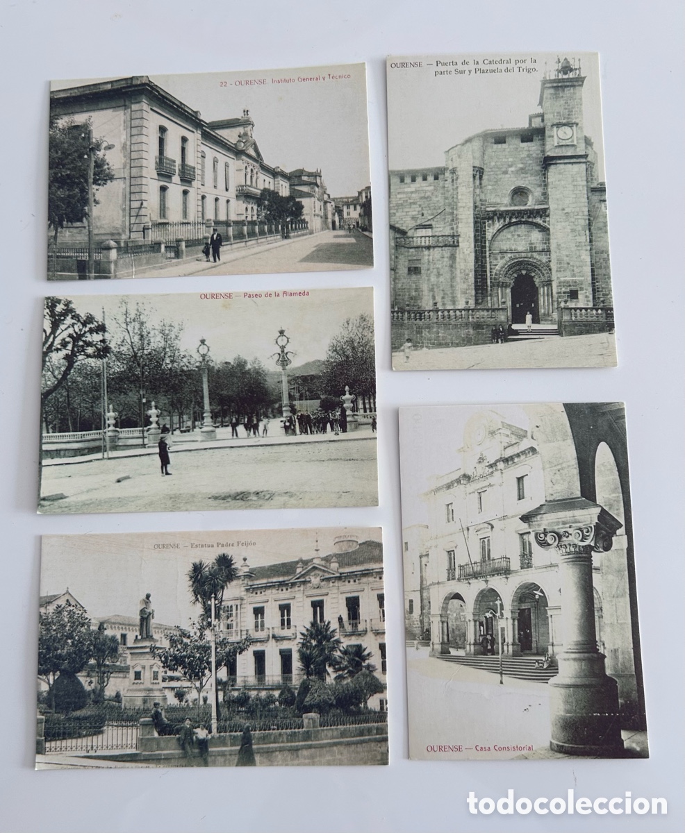 Postales: HISTORIA POSTAL DE GALICIA. 5 TARJETAS POSTALES DE OURENSE. COLECCI&Oacute;N CORREO GALLEGO Y EL MUNDO