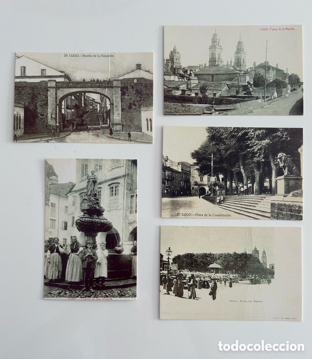 Postales: HISTORIA POSTAL DE GALICIA. 5 TARJETAS POSTALES DE LUGO. COLECCI&Oacute;N CORREO GALLEGO Y EL MUNDO