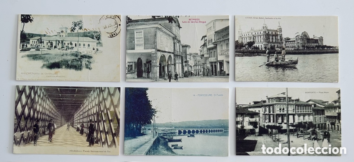 Postales: HISTORIA POSTAL DE GALICIA. 6 POSTALES. A TOXA. CARBALLI&Ntilde;O. TUI. BETANZOS. PONTEDEUME. MONFORTE.