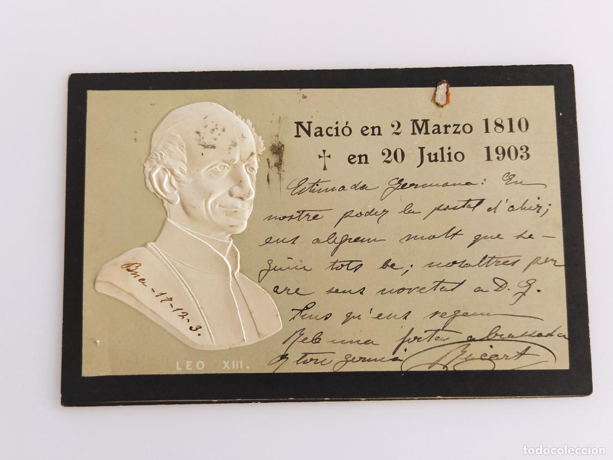 Postales: PAPA LEO XIII - NACIO EN 1810 Y MURIO 1903 -RELIEVE- REVERSO SIN DIVIDIR - POSTAL ANTIGUA -(116.291)