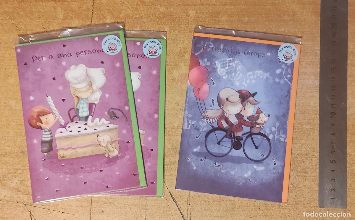 Postales: 2 + 1 Tarjeta de felicitaci&oacute;n - aniversario - ilustracion &rdquo; arribem a temps &rdquo; nuevas precintaddas