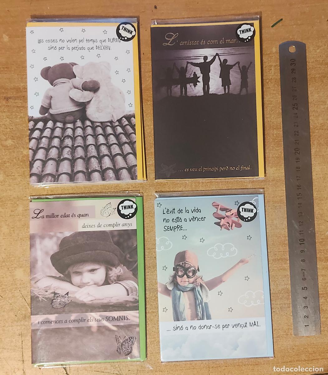 Postales: 4 Tarjetas de felicitaci&oacute;n - ilustracion marca &rdquo; Think &rdquo; nuevas precintadas - catal&aacute;n