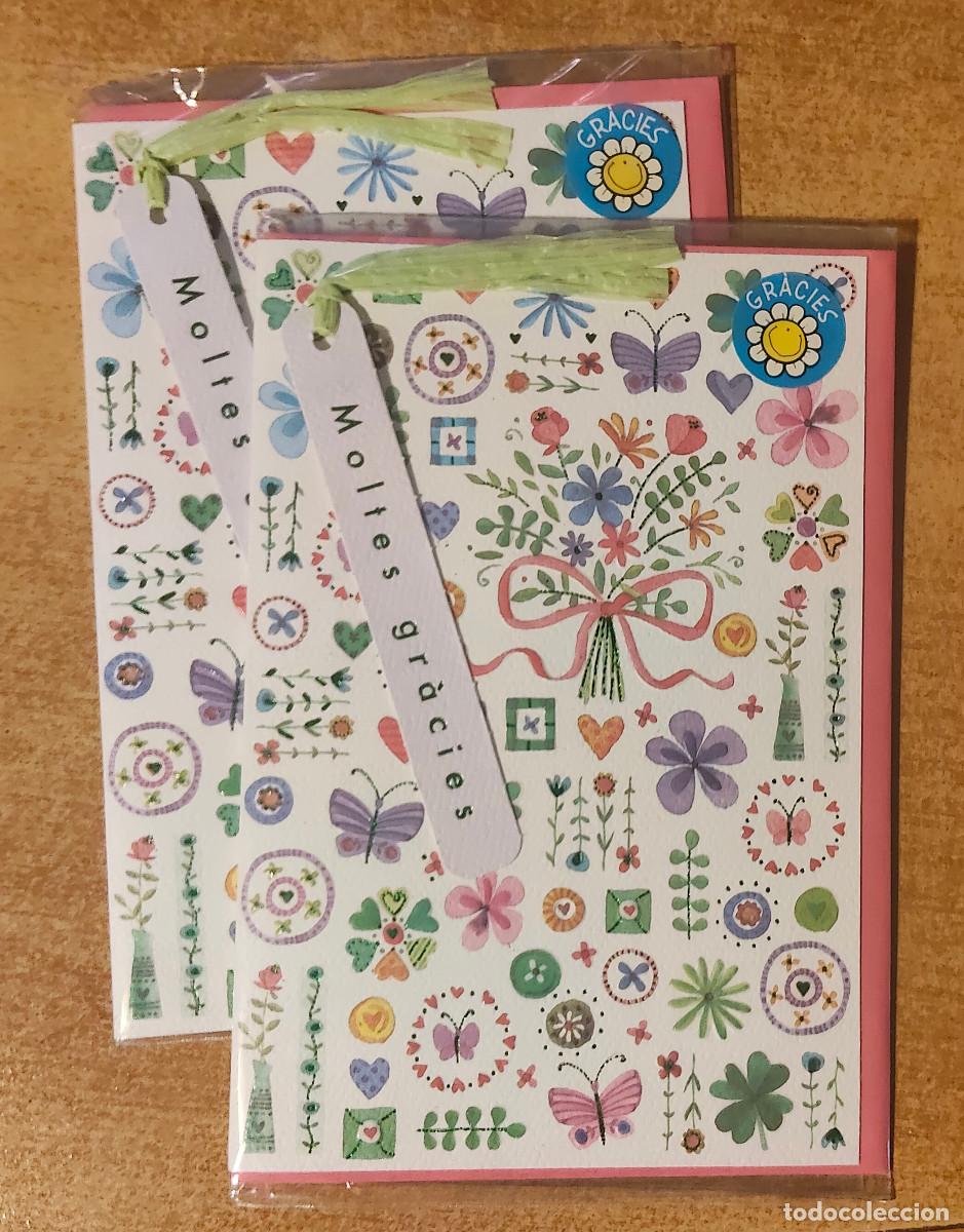 Postales: 2 Tarjetas de felicitaci&oacute;n - gracias &rdquo; nuevas precintadas - catal&aacute;n