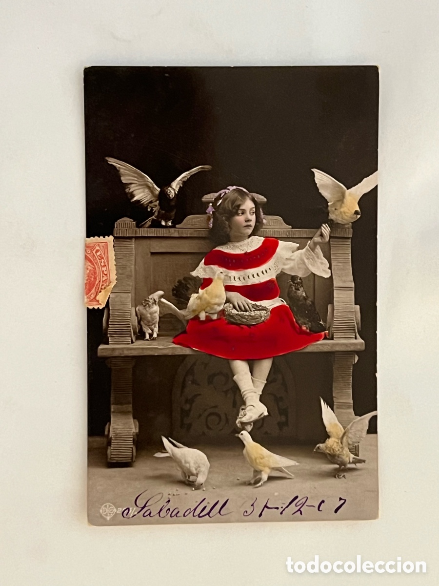 Postales: SABADELL, 31 de Diciembre de 1907&hellip; deseos de un Feliz a&ntilde;o nuevo.. Postal Modernista