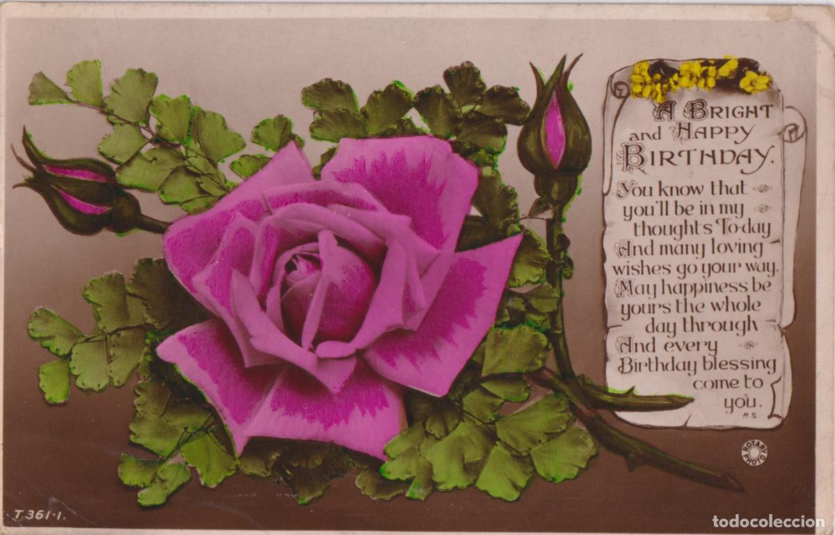 Postales: ANTIGUA POSTAL DE FELICITACI&Oacute;N - UN BRILLANTE Y FELIZ CUMPLEA&Ntilde;OS - ROTARY PHOTOS - ESCRITA